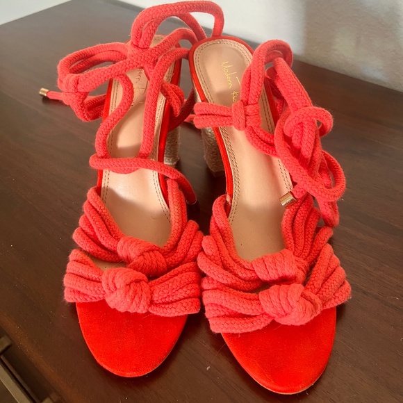Coral Lace Up Heels - Picture 1 of 4